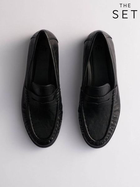 Black - The Set Classic Ruched Loafers