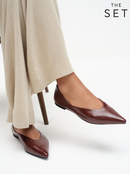 Tan Brown - The Set Point Toe Ballet Flats