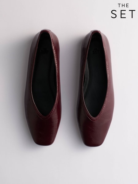 Burgunderrot - The Set Square Toe Ballet Flats