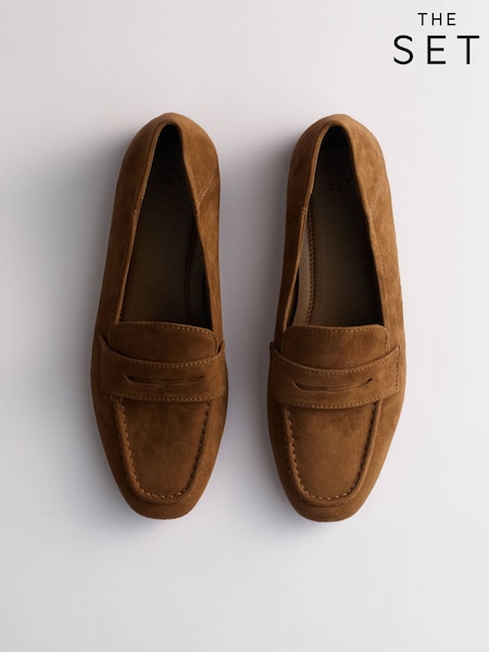 Tan Brown Suede - The Set Square Toe Loafers