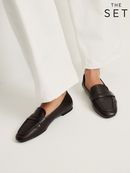 Piele ciocolatie - The Set Square Toe Loafers