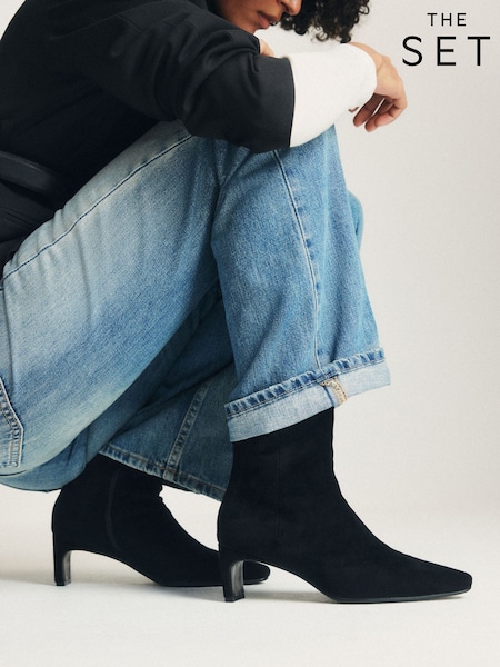 Black - The Set Chisel Toe Heel Ankle Boots
