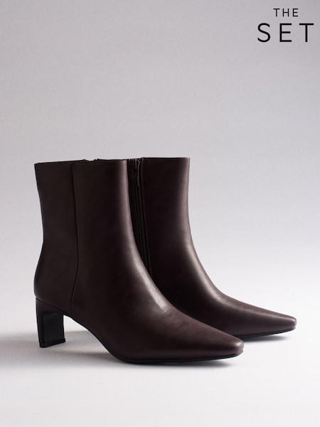 Burgundy Red - The Set Chisel Toe Heel Ankle Boots