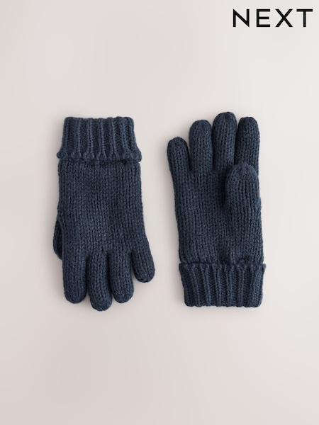 Navy - Knitted Gloves (3-16yrs)