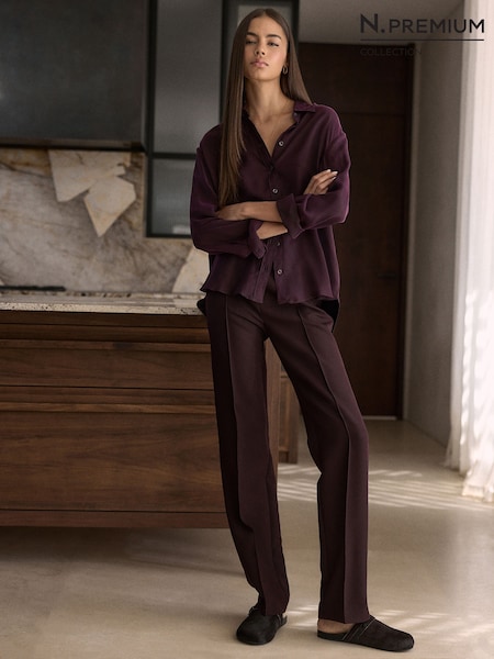 Madilim na Lila - N.premium Soft Long Sleeve Shirt With Cupro