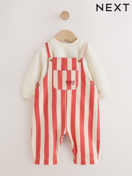 Red - Baby Twill Dungarees And Bodysuit Set (0mths-2yrs)
