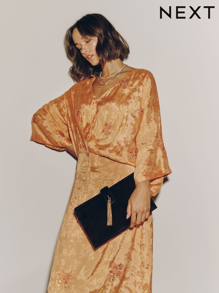 Chocolate Brown - Velvet Tassel Clutch