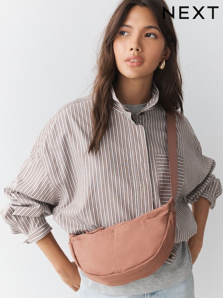 Pink - Nylon Sling Cross-body Bag