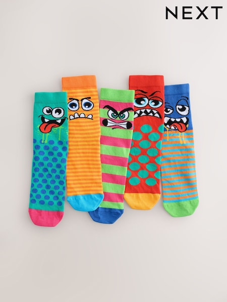 Multi Bright Faces - Cotton Rich Socks 5 Pack