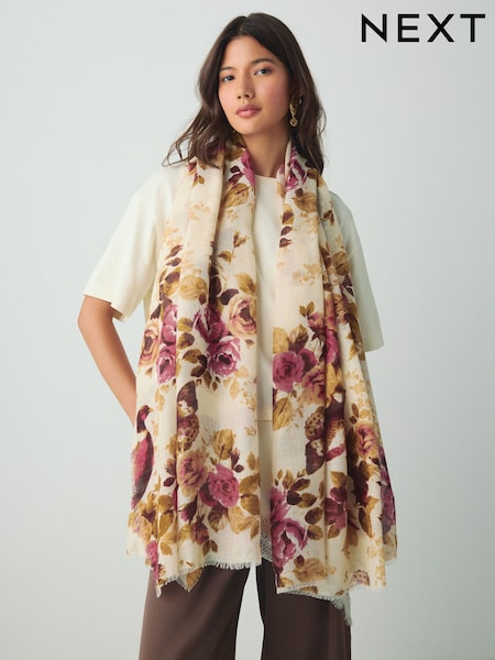 Pink Floral - Lightweight Scarf