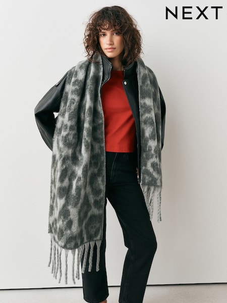Grey Leopard - Heavyweight Blanket Scarf