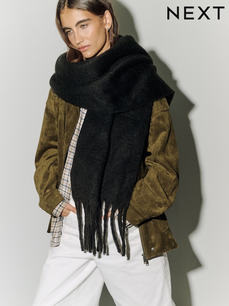 Black - Heavyweight Fringe Scarf
