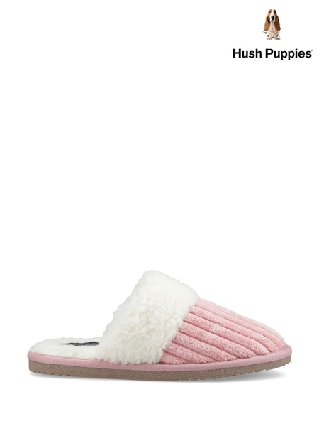 ורוד - Hush Puppies נעלי בית על בד קורדרוי, דגם Arianna