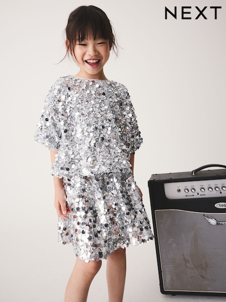 Silver - Sequin Blouse (3-16yrs)