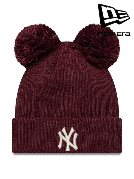 Burgunderrot - New Era Double Pom Knit Beanie