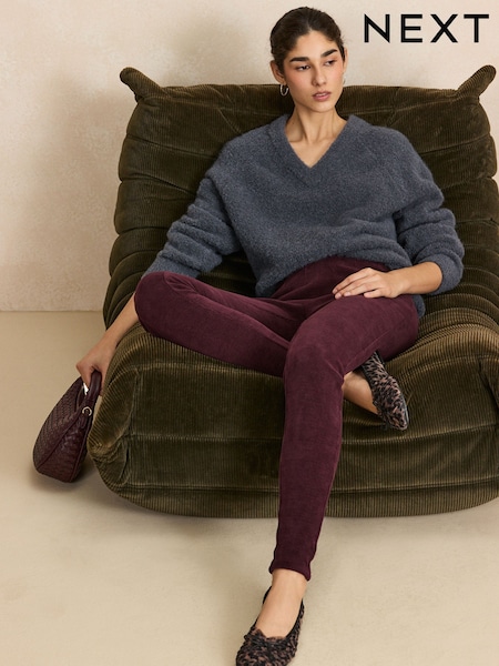 Rojo burdeos - Leggings de pana