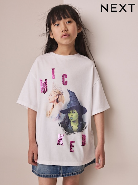 White - Wicked Sequin Oversized T-shirt (3-16yrs)