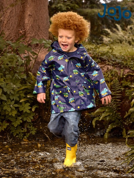Navy Blue Dinosaur - Jojo Maman Bébé Fleece Lined Fisherman Jacket