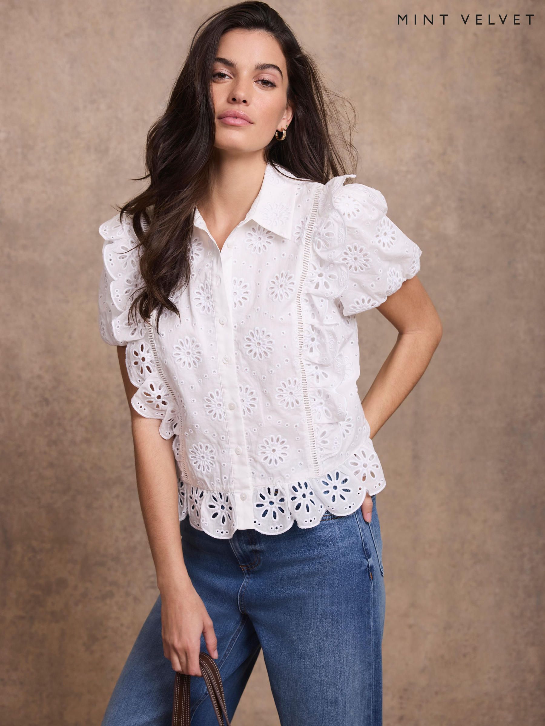 Women's Shirts Mint Velvet White Cotton Tops | Next Oman