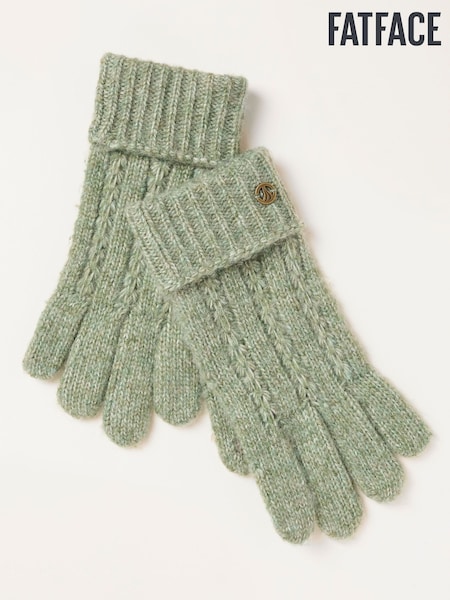 Grön - Fatface Pointelle Knit Gloves