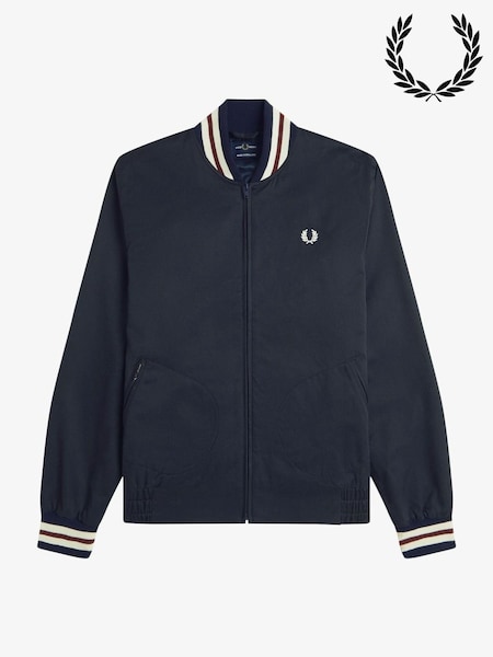 Blue - Regular Fred Perry Twill Tennis Bomber Jacket