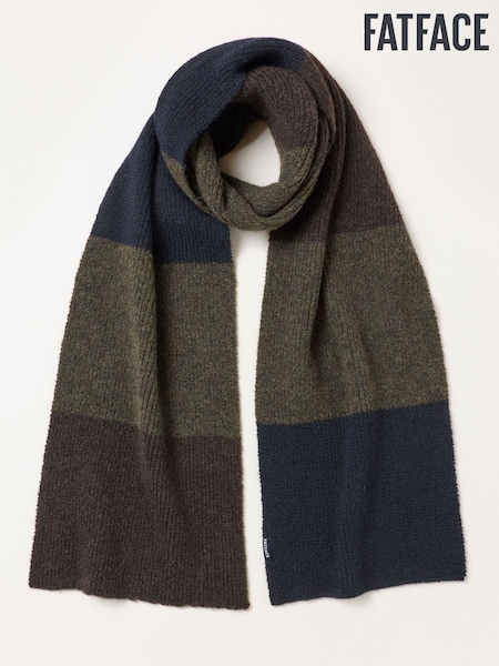 Navy - Regular Fatface Leo Colour Block Scarf