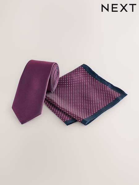 Rouge bordeaux - Regular Tie Pocket And Square Set