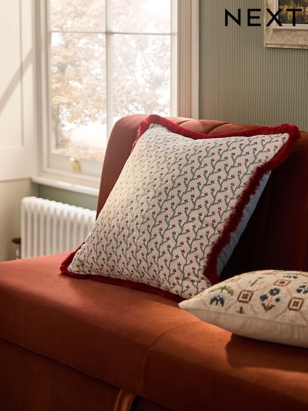 Trailing Floral Fringe Cushion