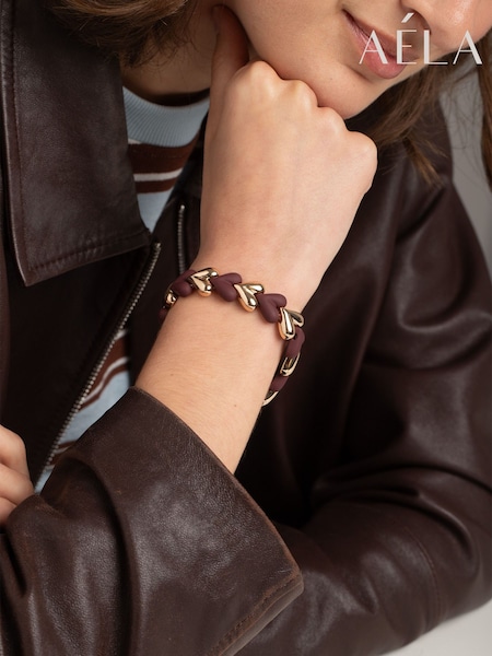 Raudona - Aela Red Matte Heart Stretch Bracelet