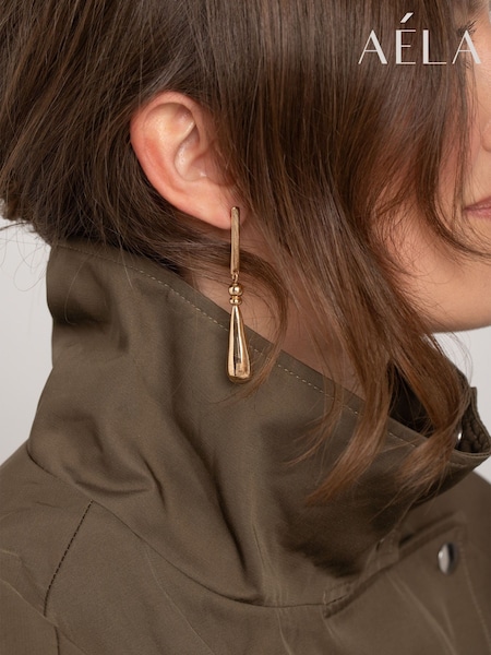 Gold Tone - Aela Gold Tone Stick Teardrop Earrings