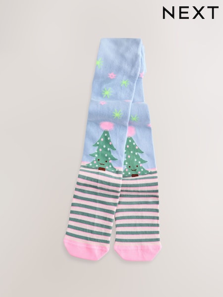 Blue - Cotton Rich Christmas Tights