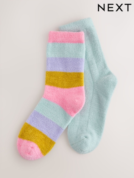Mint Green and Stripe - Cosy Ankle Socks 2 Pack