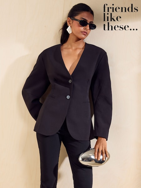 Black - Friends Like These Cocoon Sleeve Blazer