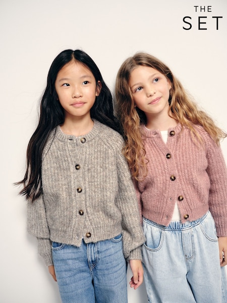 Pink/Light Brown - The Set 2 Pack Balloon Sleeve Knitted Cardigans