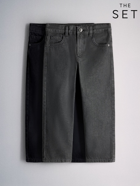 Black/Grey - The Set 2 Pack Straight Fit Jeans
