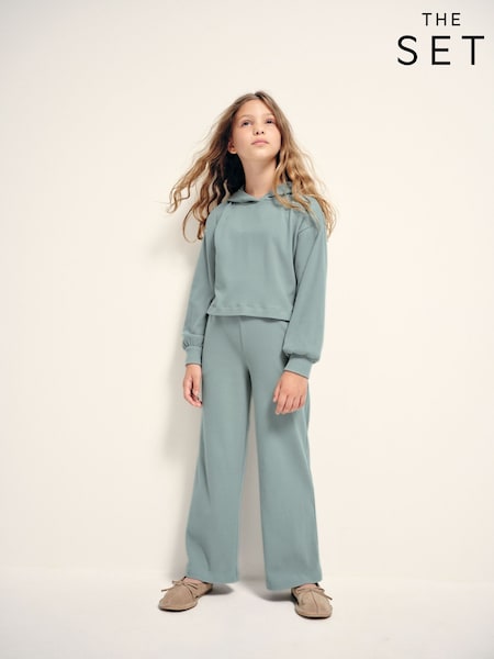 Brown - The Set Soft Touch Rib Cropped Hoodie And Wide Leg Co-ord Joggers