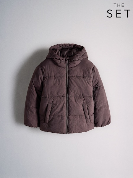 Chocolate Brown - The Set Hooded Padded Jacket