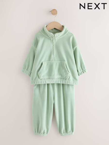 Green - Fleece Half Zip Top And Barrel Trousers Set (3mths-7yrs)