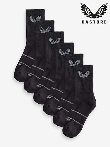Black - Castore Back To School Cushioned Sole Crew Socks 6 Pack