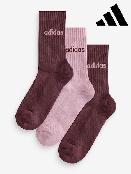 Natural - Adidas Linear Crew Cushioned Socks 3 Pair Pack