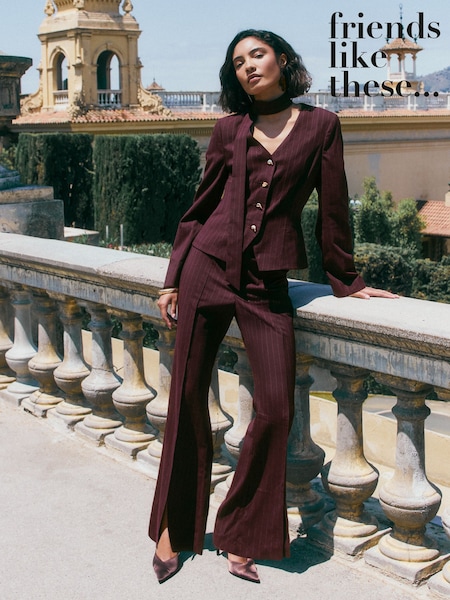 Morado berenjena - Friends Like These Pinstripe Flare Trousers