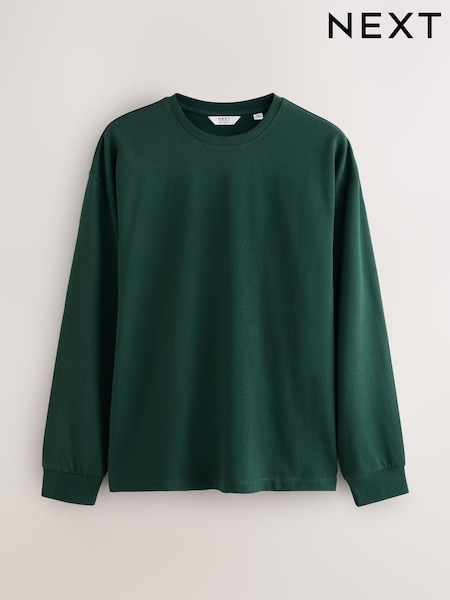 Green - Regular Relaxed Fit Heavyweight Long Sleeve T-shirt