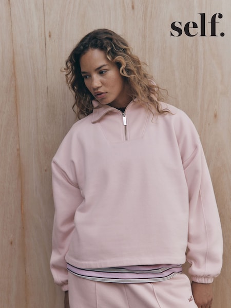 Pink - Self. Half Zip Sweatshirt