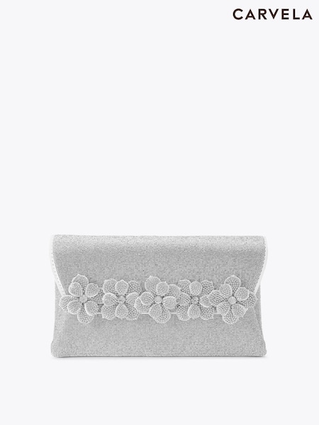 Silver - Carvela Petalo Envelope Clutch Bag