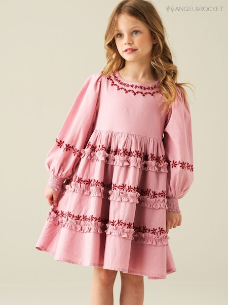 Pink - Angel & Rocket Reyna Embroidered Dress