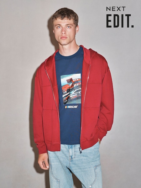 Raudona - Regular Edit Heavyweight Jersey Relaxed Fit Zip Up Hoodie