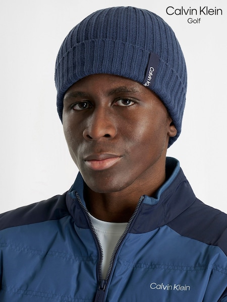 Blue - Regular Calvin Klein Golf Albon Ribbed Beanie