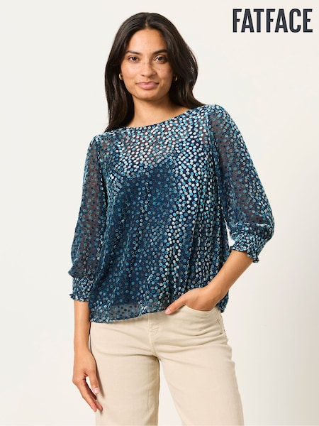 Navy - Fatface Devore Blouse