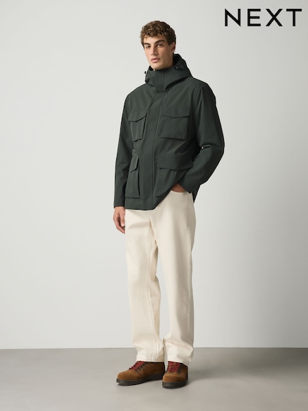 Vert - Regular Showerproof Four Pocket Hooded Coat