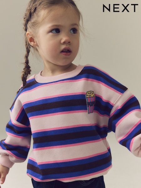 Rose/marron - Sweat à col ras du cou (3mths-7yrs)